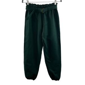 SR+ Ronny Kobo NWT Hank Belted Jogger Pants in Forest Green Cotton Size Small S